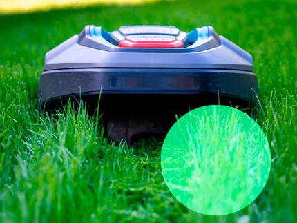 robotplæneklipper på græsplæne