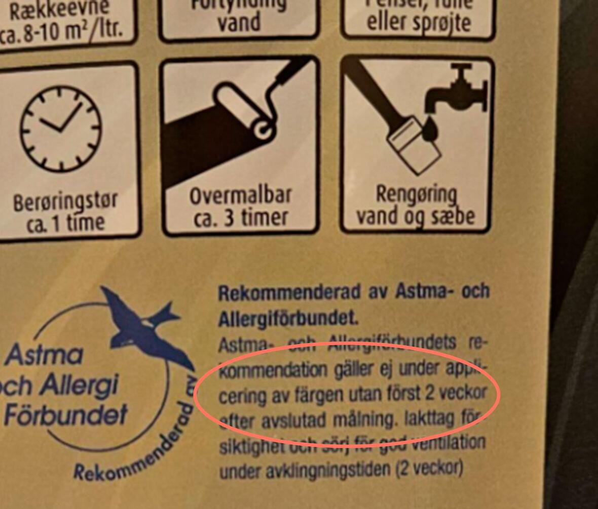 Dyrup maling med Astma og Allergiforbundet Sverige  mærke