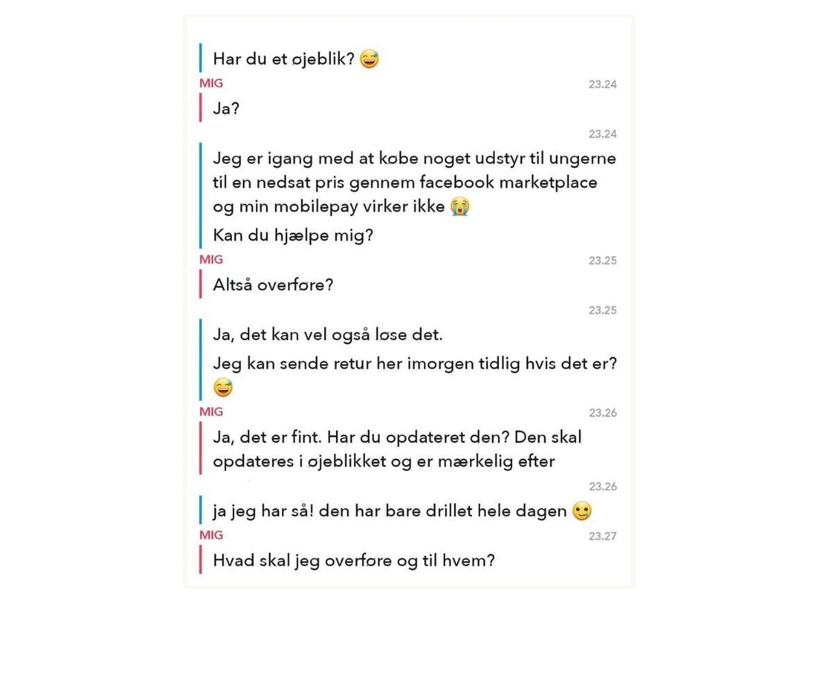 Falsk besked fra en ven på Snapchat, der beder om penge.