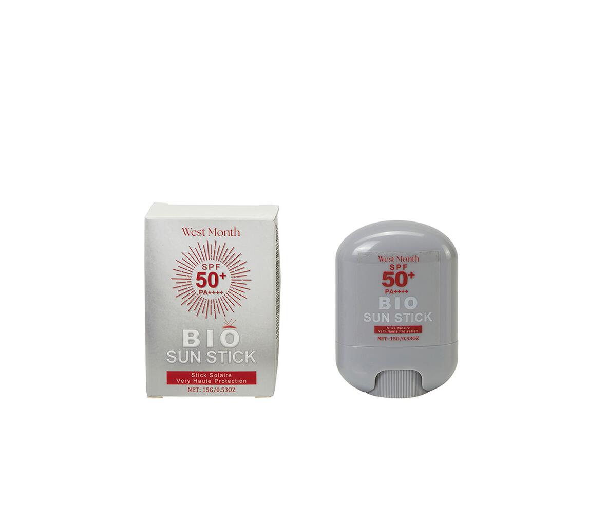 Solstiften ”WEST MONTH bio sun stick” købt på Temu