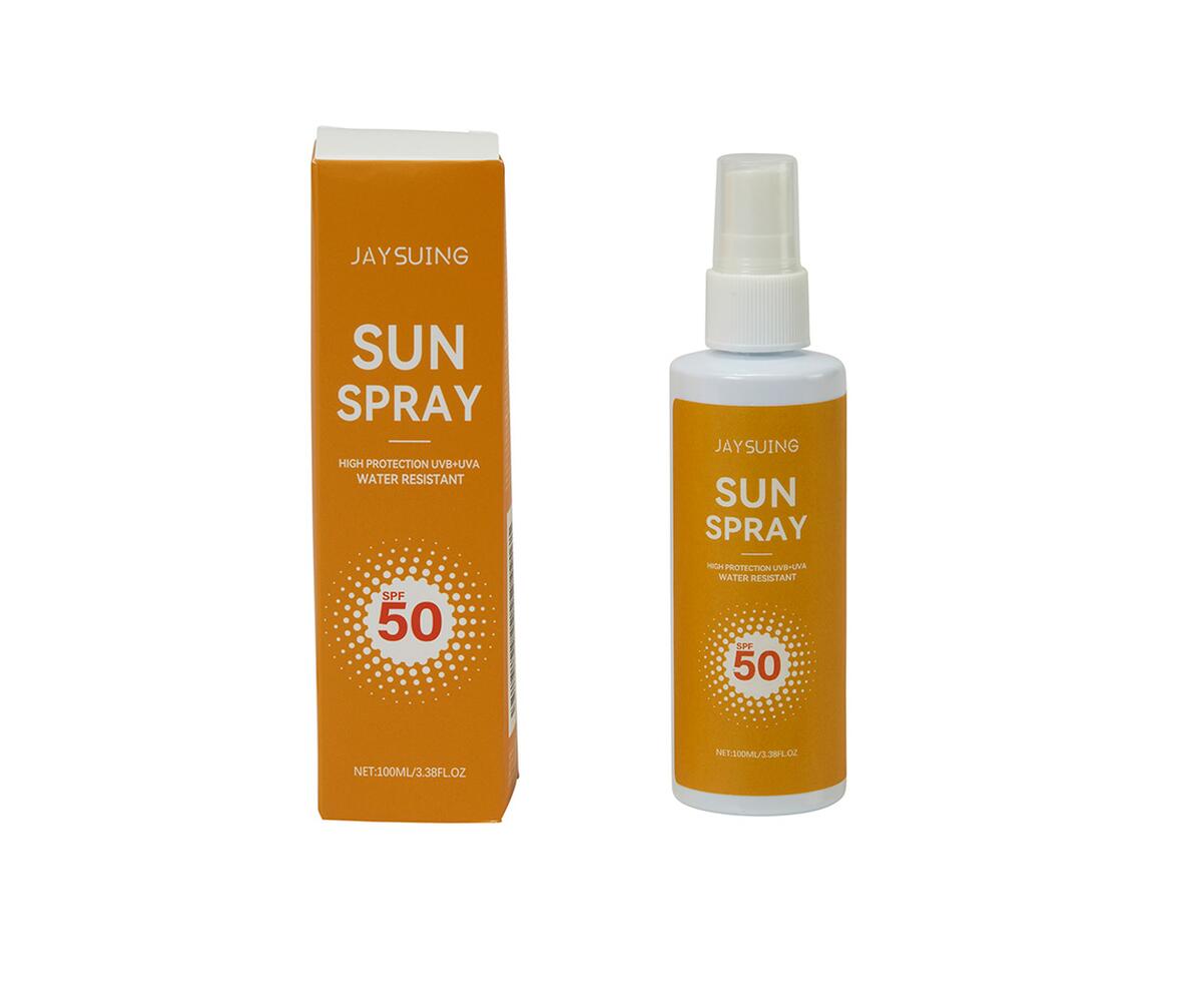 Solcremen ”JAYSUING sun spray” købt på Temu