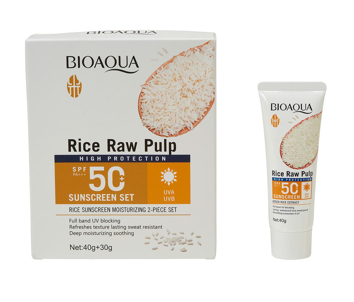Solcremen “BIOAQUA rice sunscreen moisturizing set” købt på AliExpress