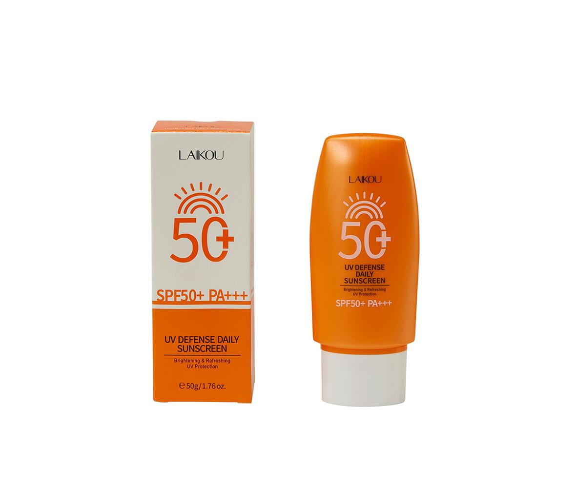 Solcremen ”LAIKOU UV defence daily sunscreen” købt på AliExpress