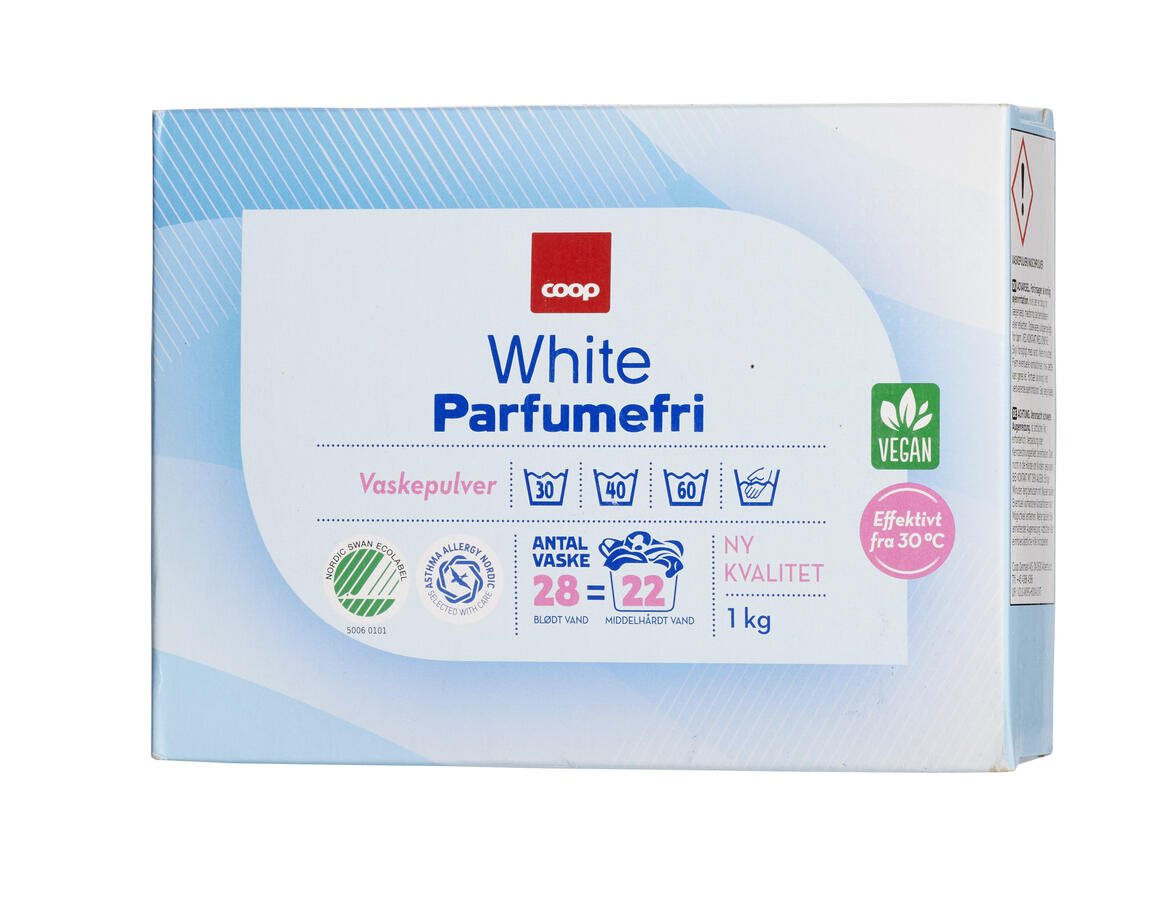 White parfumefri vaskepulver Forbrugerrådet Tænk