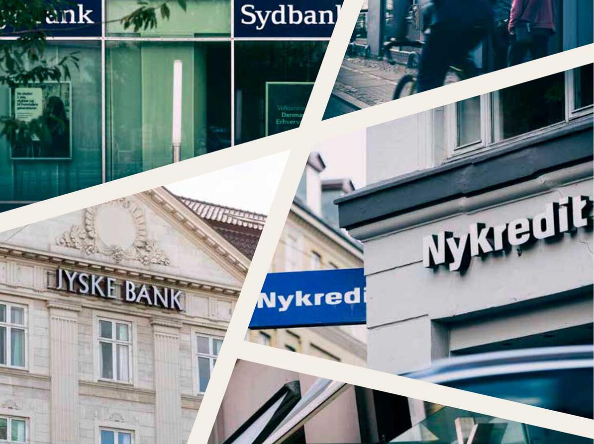 Forskellige danske banker set udefra 