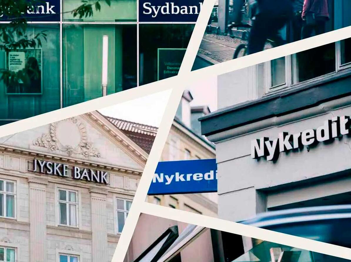 Billeder af facaden hos en række danske banker