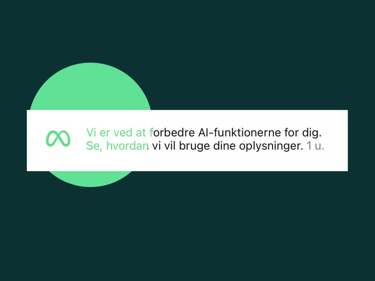 screenshot af notifikation fra Meta om AI