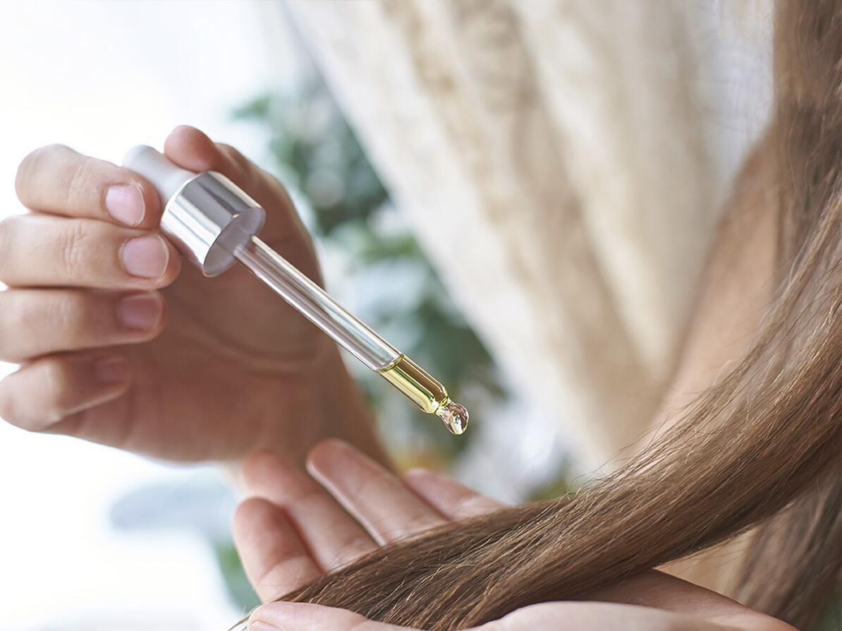 hair oil in hair