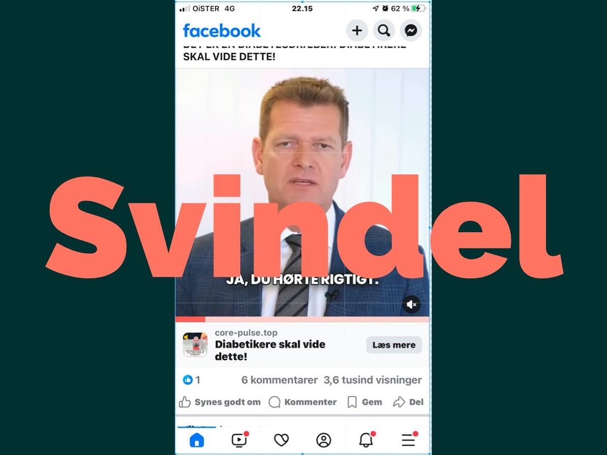 Screenshot af AI-genereret svindelannonce med Søren Brostrøm