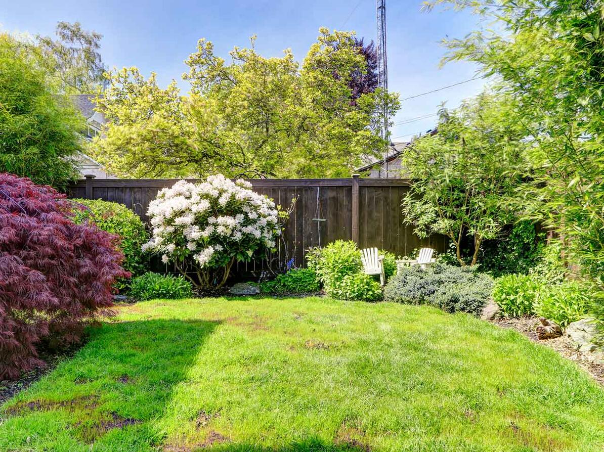 Lille have med en lille græsplæne