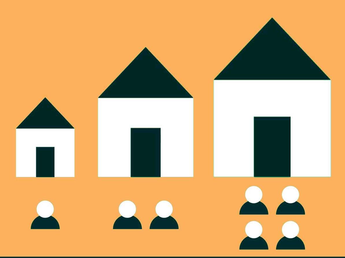 illustration af forskellige størrelser af husstande