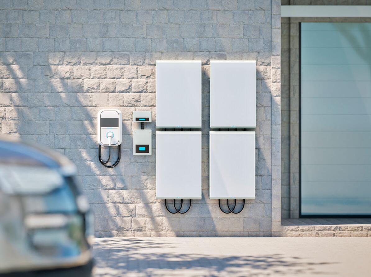 Husstandsbatterier, der lagrer strøm, som du kan bruge til fx opladning af elbil.