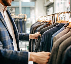 Mand shopper efter tilbud jakkesæt og skal undgå ulovlige priser 