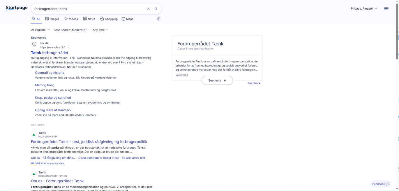 Søgemaskine Startpage
