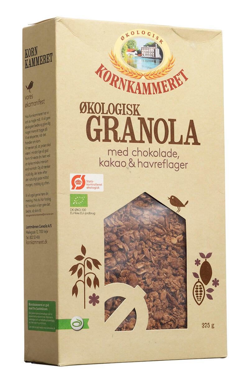 Økologisk Granola med chokolade, kakao & havreflager Kornkammeret