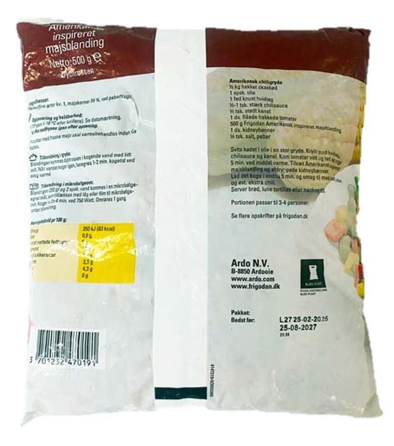 Amerikansk inspireret majsblanding Frigodan