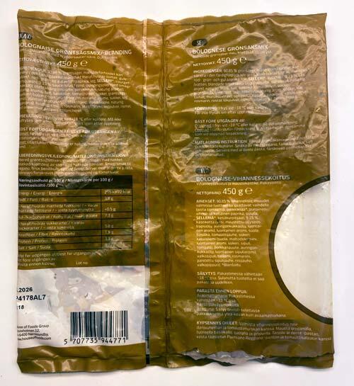 Bolognaise - seasoned vegetable mix Freshly vegetables