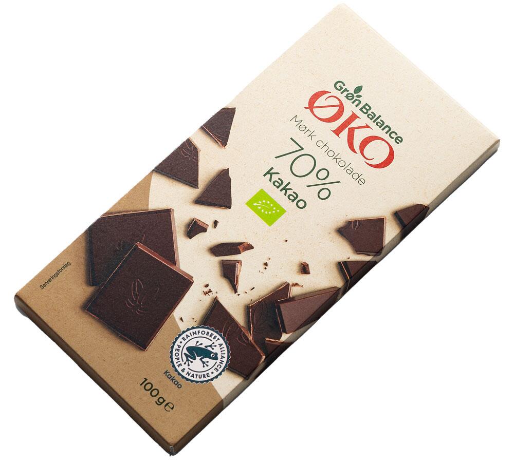 Mørk chokolade 70% Øko Grøn Balance