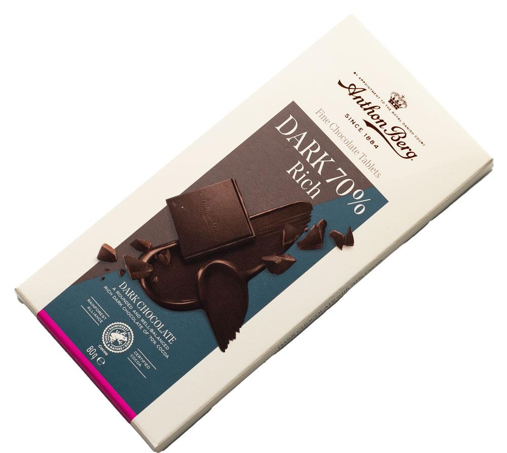 Dark 70% Rich Fine Chocolate Tablets Anthon Berg