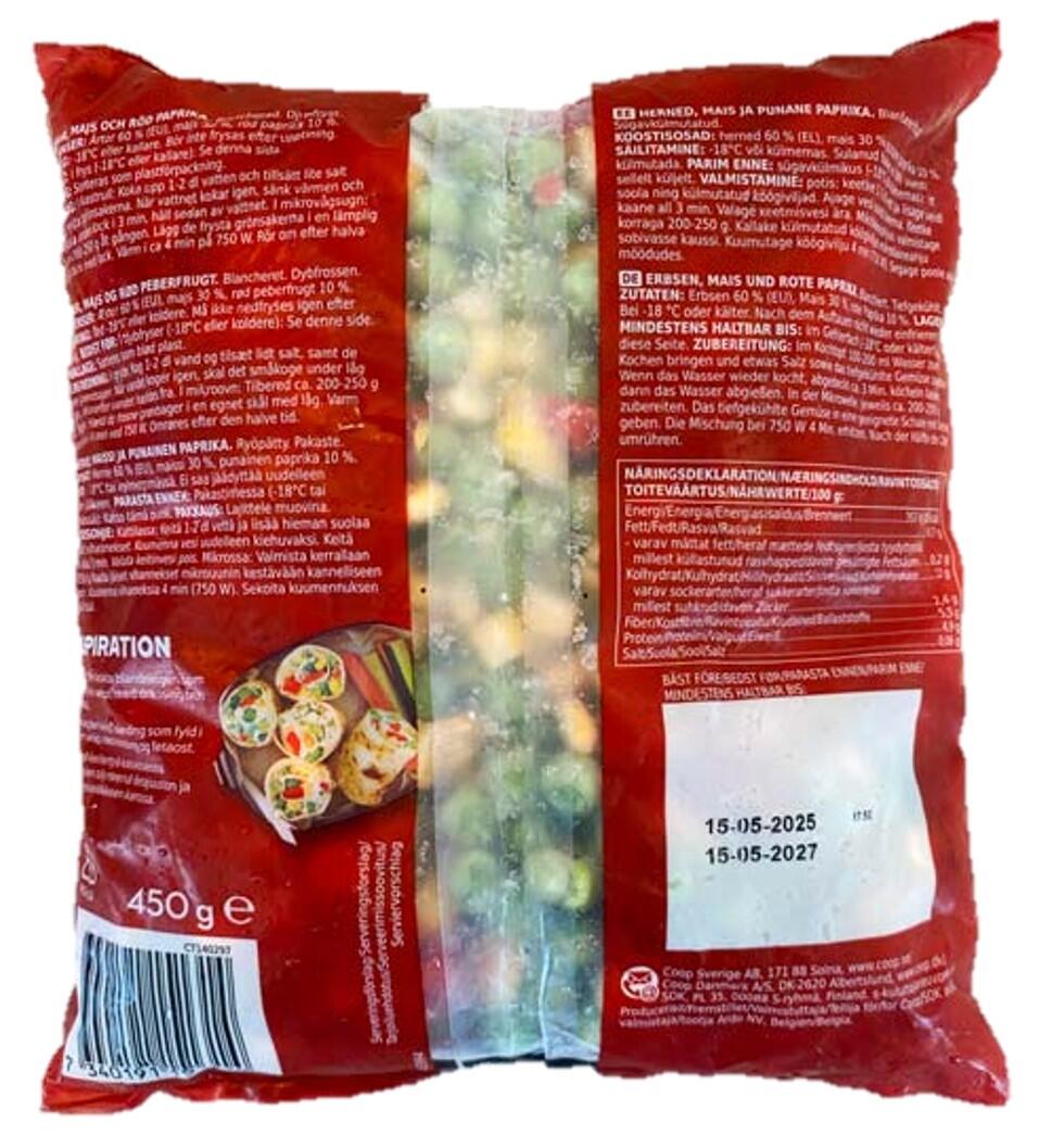 Ærter, majs, peberfrugt Coop