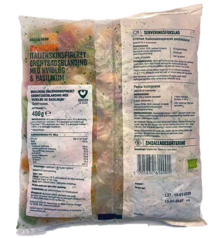 Økologisk italienskinspireret grøntsagsblanding REMA 1000