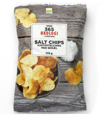 Salt chips kartoffelchips med skræl Coop 365 Økologi