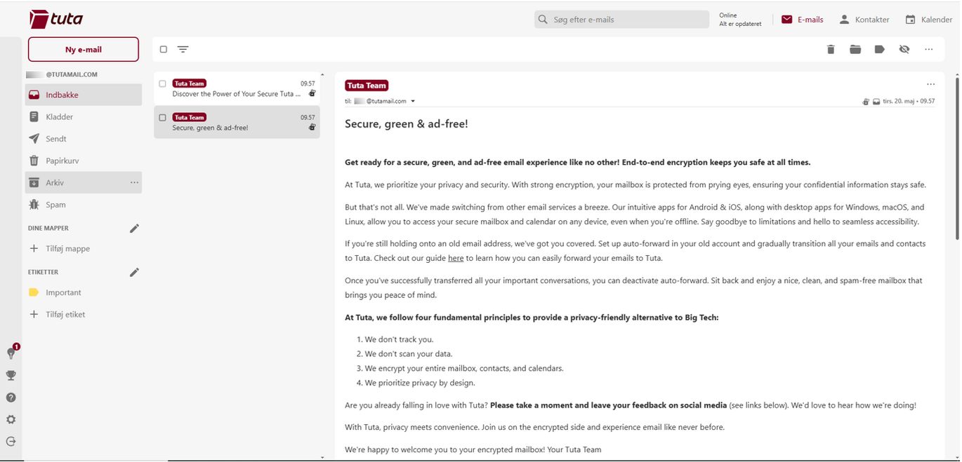 Emailudbyder Tuta Mail