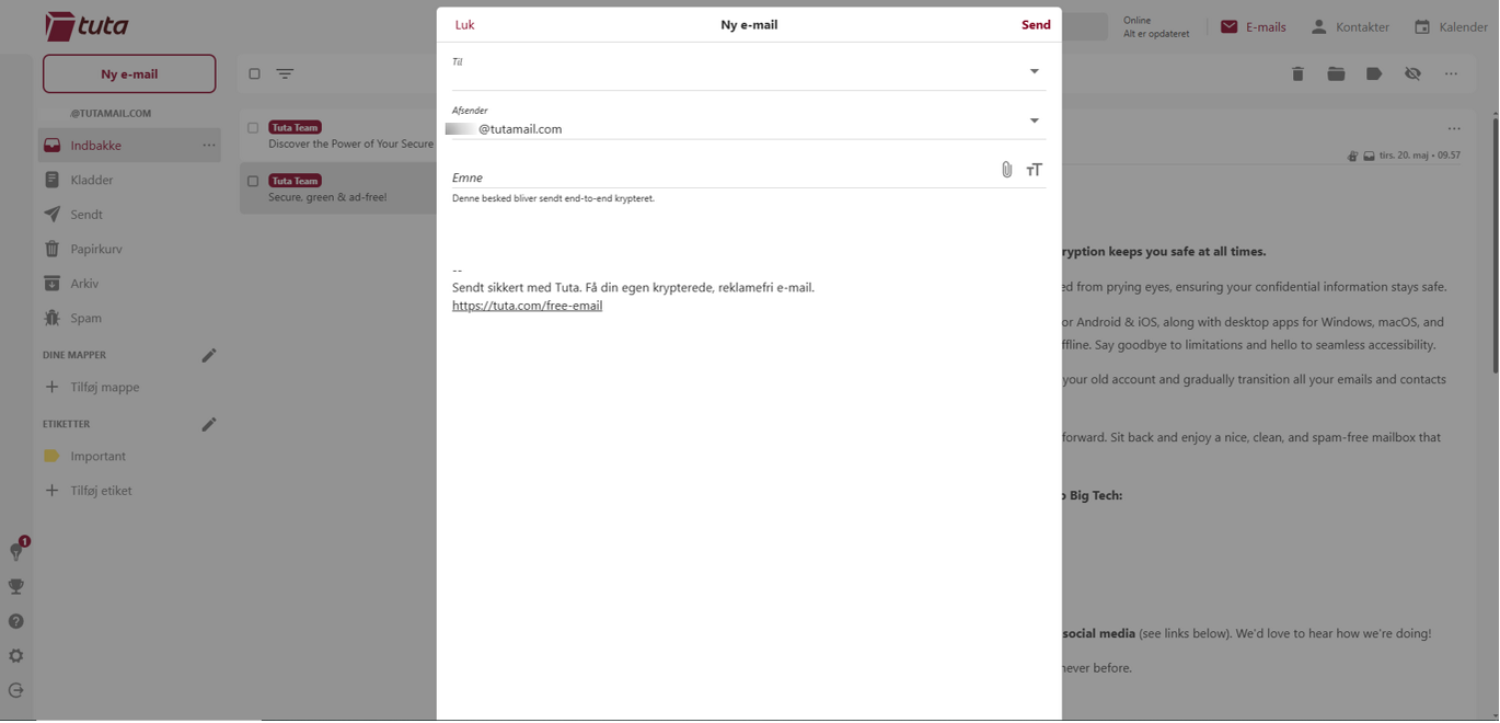 Emailudbyder Tuta Mail