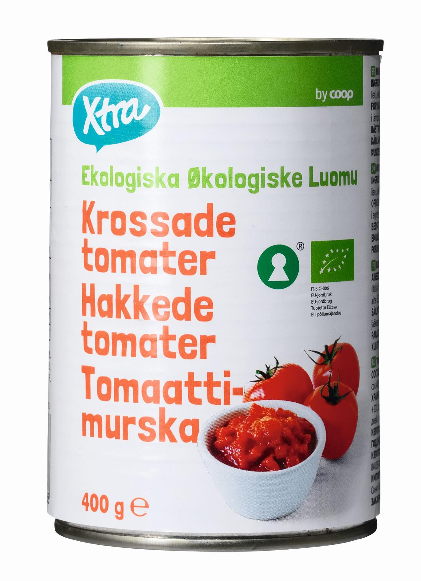 Økologiske hakkede tomater X-tra by COOP