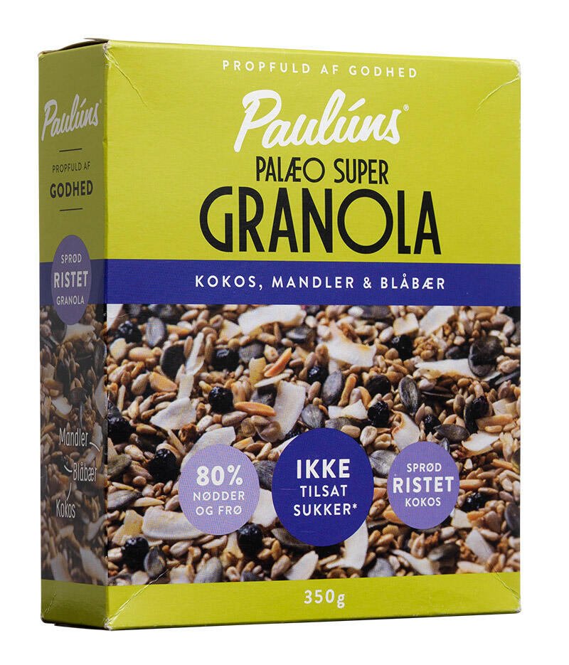 Palæo super granola - kokos, mandler og blåbær Paulúns