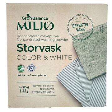 Grøn Balance Storvask Color & White koncentreret vaskepulver