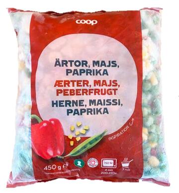 Coop Ærter, majs, peberfrugt