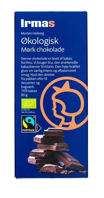 Irmas, Morten Heiberg Økologisk mørk chokolade, 70 %  Kakao