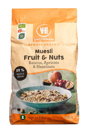Urtekram Muesli fruit and nuts raisins, apricots, hazelnuts