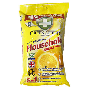 Anti-bacterial Household surface wipes Green Shield
