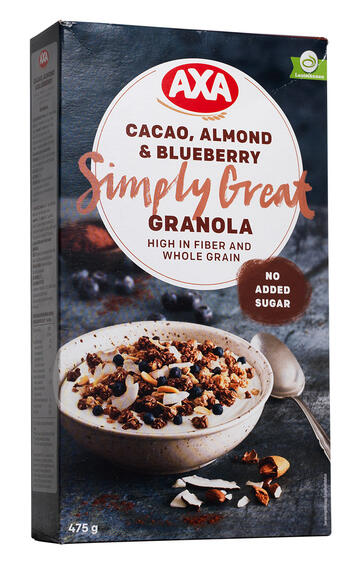 Axa Cacao, almond & blueberry granola