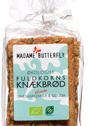 Madame butterfly Økologisk fuldkornsknækbrød hvede, græskarkerner & gouda