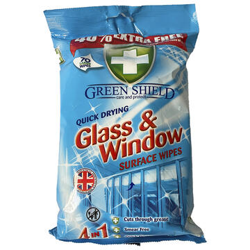 Glass & Window surface wipes Green Shield