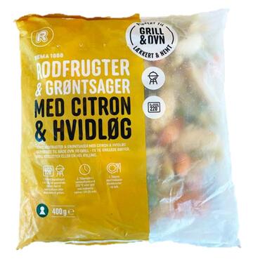 REMA 1000 Rodfrugter og grøntsager med citron og hvidløg.