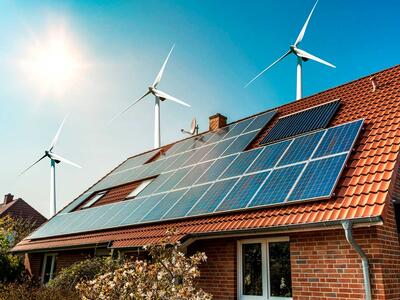Solceller og vindmøller ved hus - energikilder