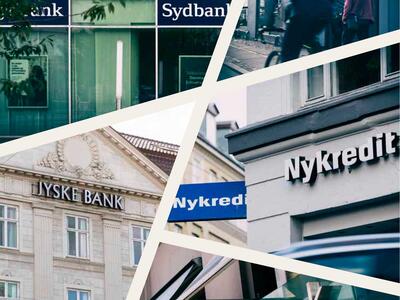 Forskellige danske banker set udefra 