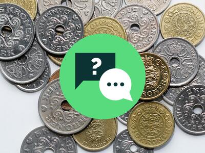 danske mønter med et spørgsmål-svar-ikon over