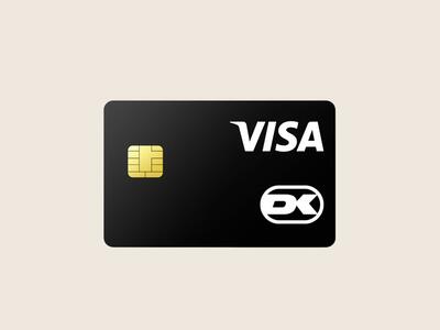 Sort betalingskort med visa og dankort logo på beige baggrund