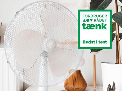ventilator på bord med Bedst i Test logo
