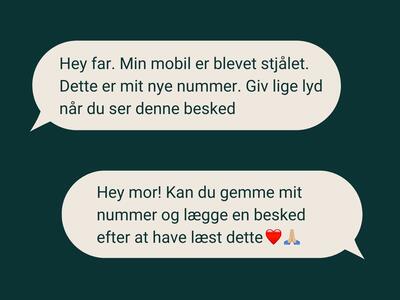 En falsk "hej mor"-sms, hvor barnet beder moderen om at gemme det nye nummer