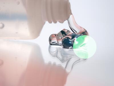 glidecreme på blank overfalde med en grøn undersøgelsescirkel på